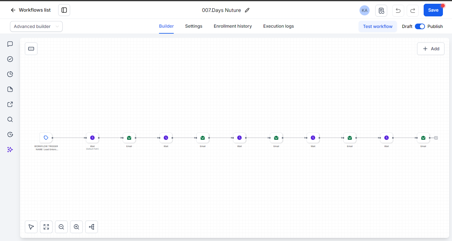 Days nurture workflow, real build