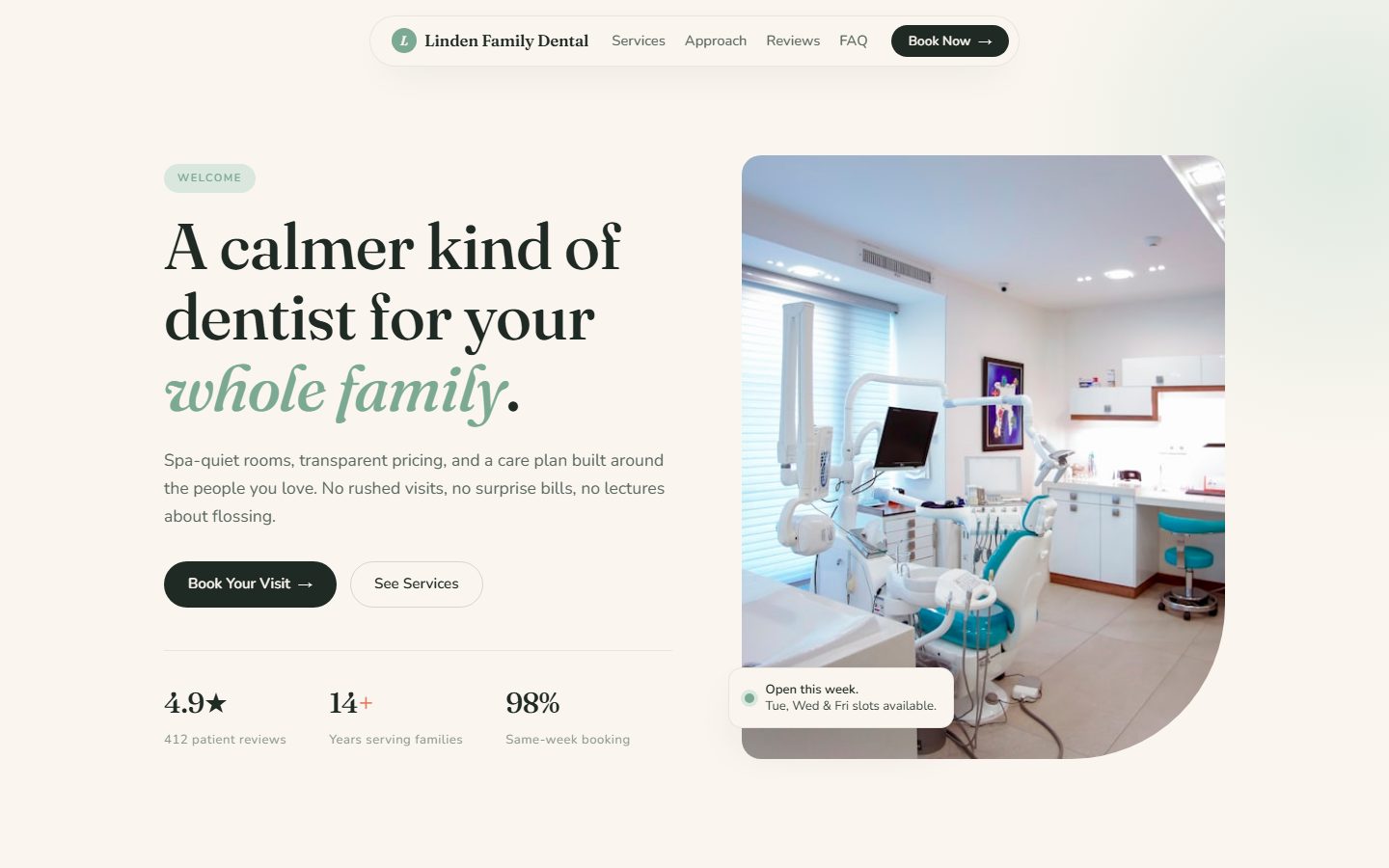 Dental Clinic, Variant A — Conservative spa-calm