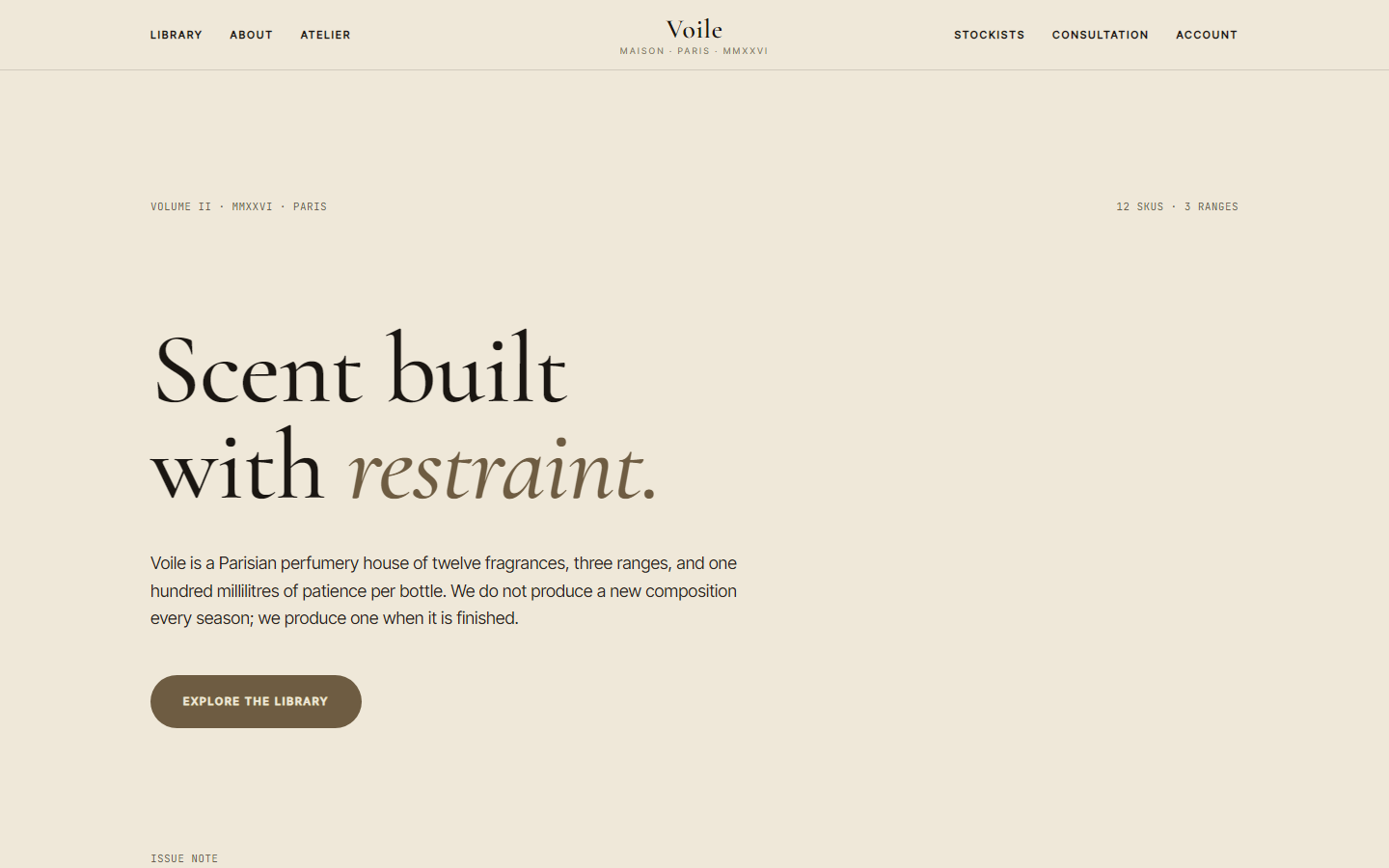 E-commerce, Variant C — Voile editorial luxury house