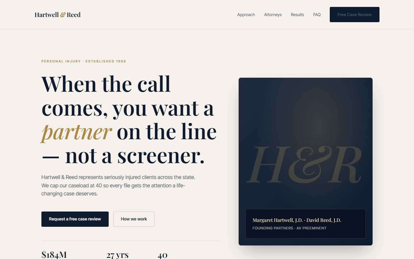 Legal, Variant A — Hartwell & Reed PI
