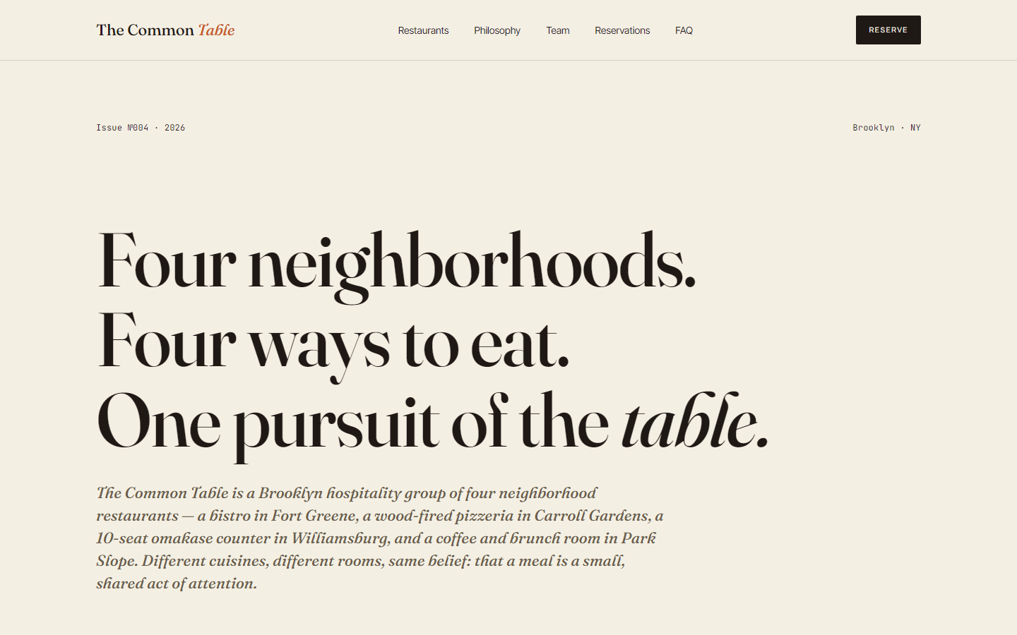 Restaurant, Variant C — The Common Table multi-concept group